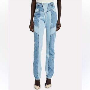 Retrofete Taylor High Rise Blue Jeans patchwork slim fit blue denim NWT 32